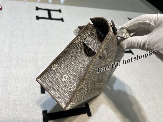 Hermes專櫃經典款手提女包 愛馬仕凱莉一代原花色進口蜥蜴皮 蠟線手縫 ttd1124